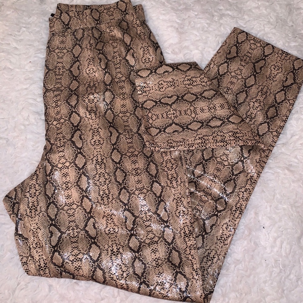 PLT FAUX LEATHER SNAKE SKIN TROUSERS